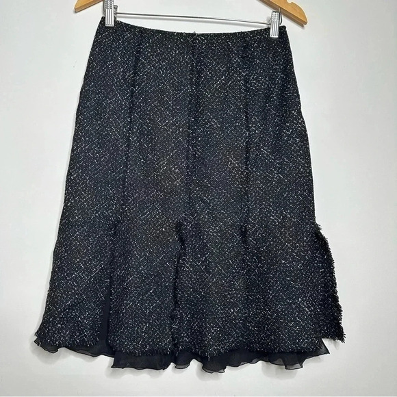 Lafayette 148 New York Black Tweed Split Layered Hem Skirt Size 6P - Picture 8 of 8